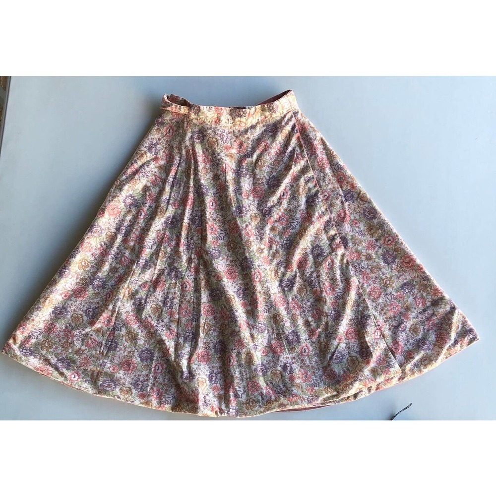 VTG Marsha Originals Women's Floral Wrap Skirt Sz Med 8-10 Cotton Made In USA - Picture 3 of 8